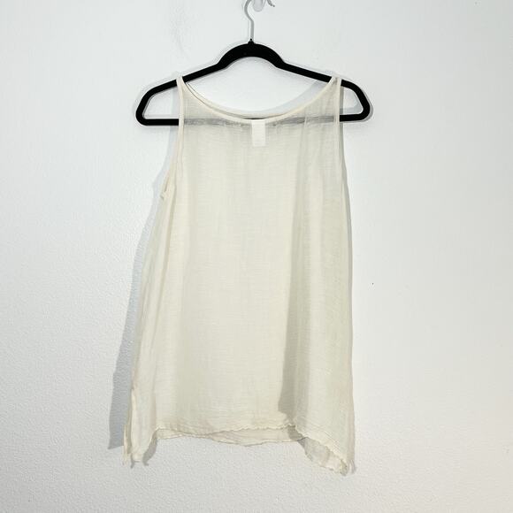 Anne Klein Sheer Linen Tank Womens M Boho Lagenlook Minimalist Coastal Beachy - Picture 4 of 6